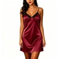 thumbnail image 2 of Blmnix Sexy Nightgown Sleep Dress for Women Chemises Satin Nightgowns Sleep Shirts Red V-Neck Sleeveless Short Moomoo Nightgowns for Women, 2 of 9