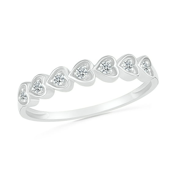 DGOLD 10kt White Gold Round White Diamond Fluttering Heart Band Ring (1/10 cttw)