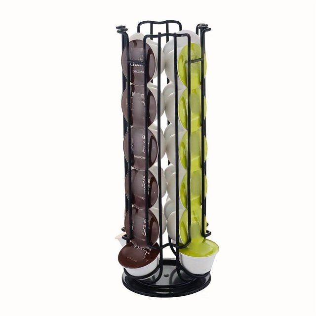 HLONK 1pc Black/silver Capsule Coffee Stand Display Stand Storage Stand The Rotary Cup Holder Can Hold 24 Coffee Capsule Holders Suitable For Office And Home Kitchen Use Convenient Stor