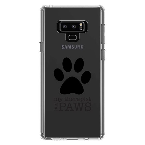 DistinctInk Clear Shockproof Hybrid Case for Samsung Galaxy Note 9 - TPU Bumper Acrylic Back Tempered Glass Screen Protector - My Therapist Has Paws