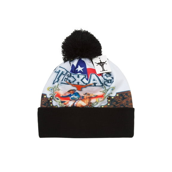 Top Headwear Sublimated Cuffed Beanies - Texas - White