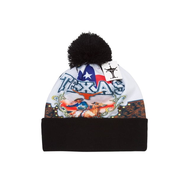 TopHeadwear Bonnets à Manchettes Sublimés - Texas - Blanc