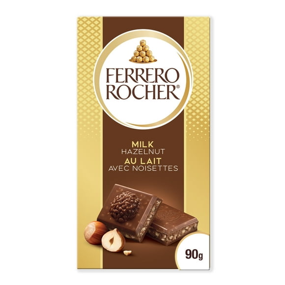 FERRERO ROCHER Premium Chocolate Bar, Milk Chocolate with Hazelnut, 90g, 1 Bar