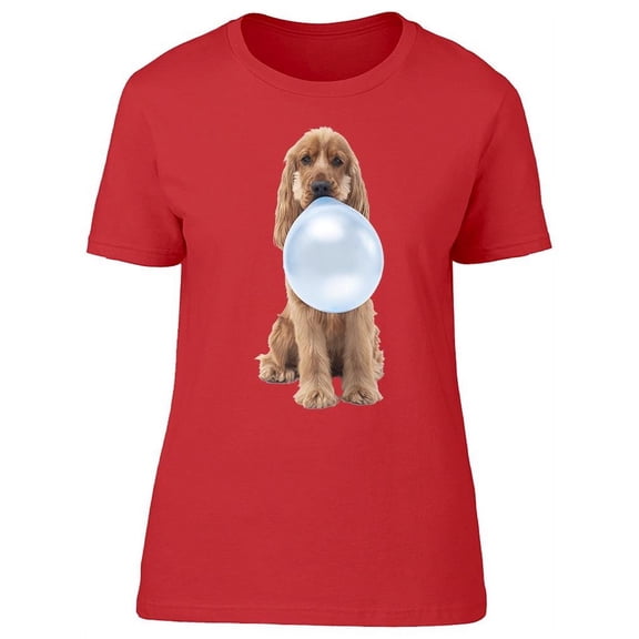 Spaniel Dog With Gum Balloon T-Shirt Women -Image by Shutterstock, Female Large