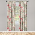thumbnail image 3 of Ambesonne Vintage Floral Curtains, Branches of Love, Pair of 28"x95", Reseda Green Dark Coral, 3 of 5