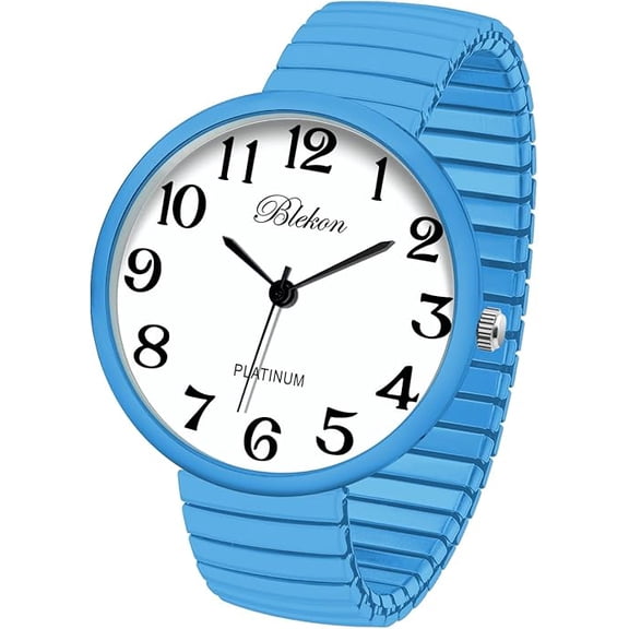 Blekon Collections Women's Super Large Face Stretch Band Watch, Japanese Movement PC21J, Adults