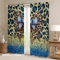thumbnail image 2 of Manfei Leopard Print Curtains Pack of 2 (42x84 Each),Blue Gold Brown Curtains Blackout,Bowtie Bowknot Ribbon Bedroom Curtains For Girls Boys,Breathable Home Decor, 2 of 6