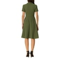 thumbnail image 3 of Vestidos Vintage INSPIRE CHIC para mujeres 2024, vestido de corte ajustado y acampanado de manga corta con cuello plano en verde ejército, 3 of 4
