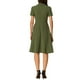 thumbnail image 3 of Vestidos Vintage INSPIRE CHIC para mujeres 2024, vestido de corte ajustado y acampanado de manga corta con cuello plano en verde ejército, 3 of 4