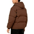 thumbnail image 5 of Men's Oversized Casual Down Jacket with Long Sleeves and Hood for Layering, Winter Comfort, and Holiday Outings,Brown,S, 5 of 9
