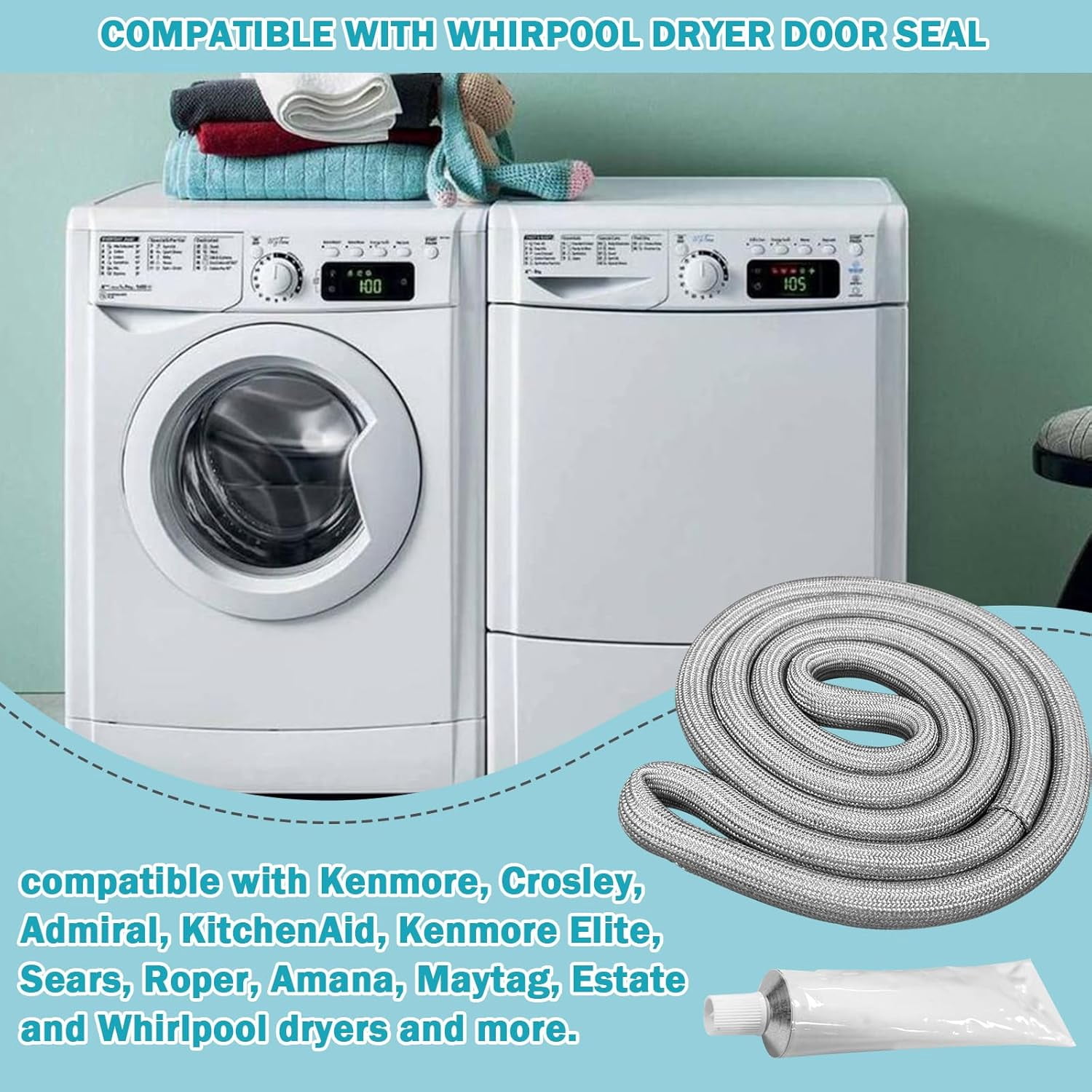 Upgraded W10906683 Dryer Door Seal Part Compatible with Some Maytag Crosley Whirlpool and Kenmore Dryer Door Seal