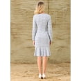 thumbnail image 5 of DARING DIVA Women's Tweed Long Sleeve Wedding Cocktail Bodycon Dress 2XL Light Blue, 5 of 7