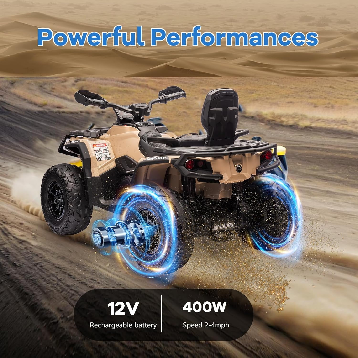 EastVita 2 Seater Ride On ATV for Kids, 12V Ride on Toy Car with Remote Control, 2WD Power, Music, 4 Wheeler Electric Car Battery Powered