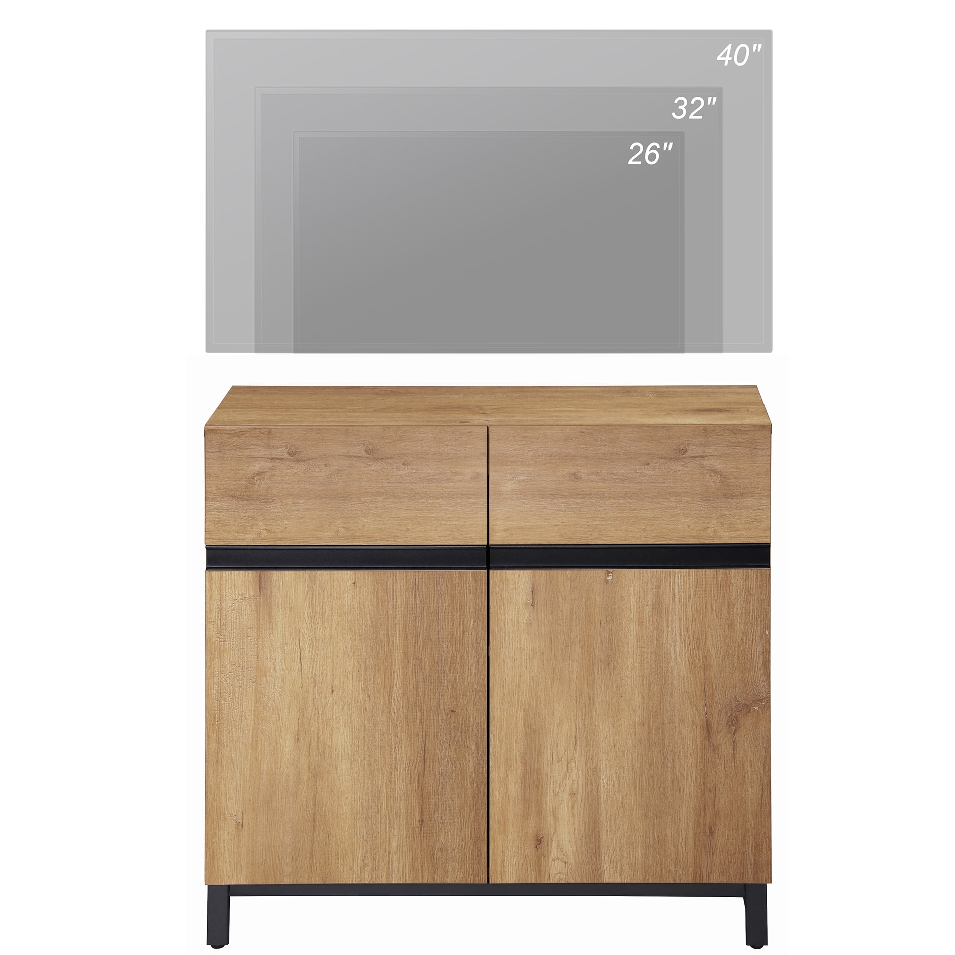 WAMPAT 31.5" TV Stand with Doors,Modern TV Stand for TVs up to 40 Inch,1 Pack Wood Entertainment Center with Adjustable Shelves & Metal Base.
