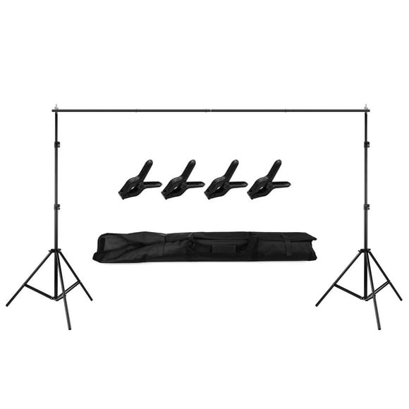 2M * 3 Meters Backdrop Support Stand Adjustable Photography Studio Background Frame Support System Kit with 4pcs Clips 1pc Carrying Bag for Video Chromakey Green Screen Children/Wedding Photography