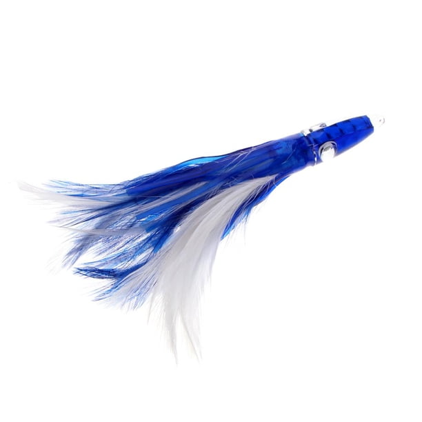 Señuelos de pesca blandos, pulpo, curricán, calamar, falda, cebos artificiales, 14 cm Azul blanco