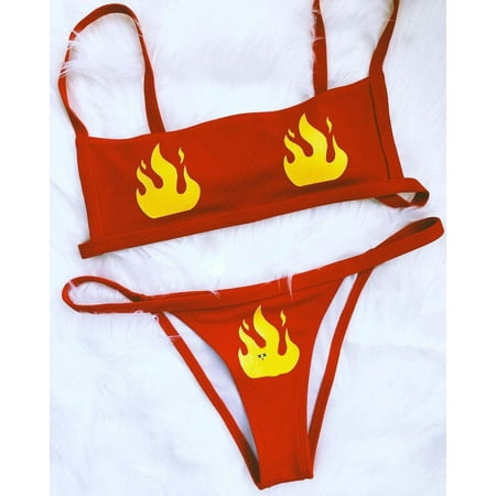 Fashion Flame Print Swimsuit Bikini