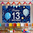 thumbnail image 2 of Blue Themed 13th Birthday Banner with Balloons Stars and Streamers Background Happy Birthday Party Supplies Photography Props Backdrop Decors Birthday Decoration Party Decorations, 2 of 8