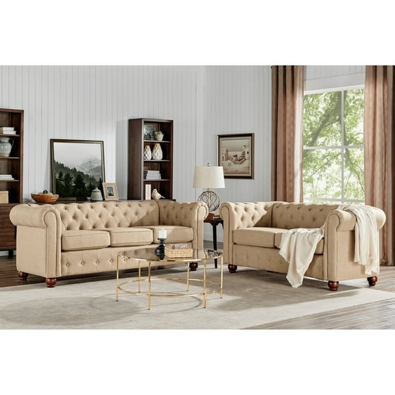 HomeFare Cream Living Room 2pc. Set