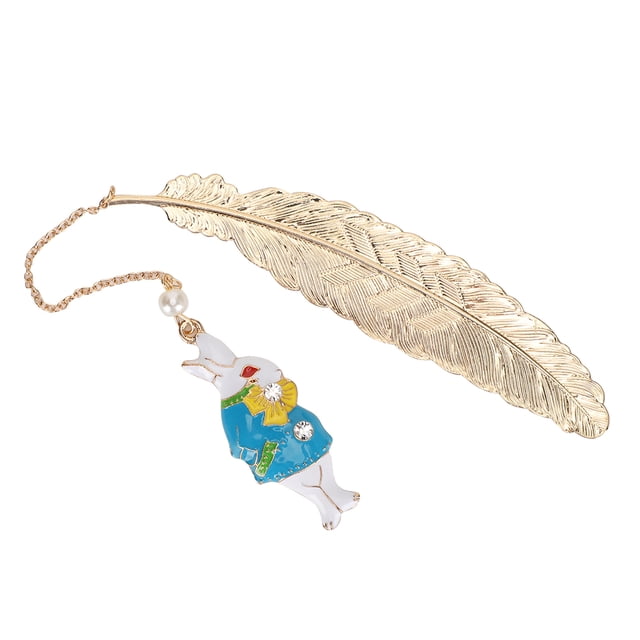 Marcapáginas con diseño de plumas de conejo de dibujos animados, colección de libros de lectura para estudiantes, oficina, regalo