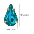 thumbnail image 2 of Unique Bargains 20Pack Teardrop Sew on Rhinestone - 13x8mm Glass Teardrop Crystal Rhinestones in Gold Prong Setting (Lake Blue), 2 of 7
