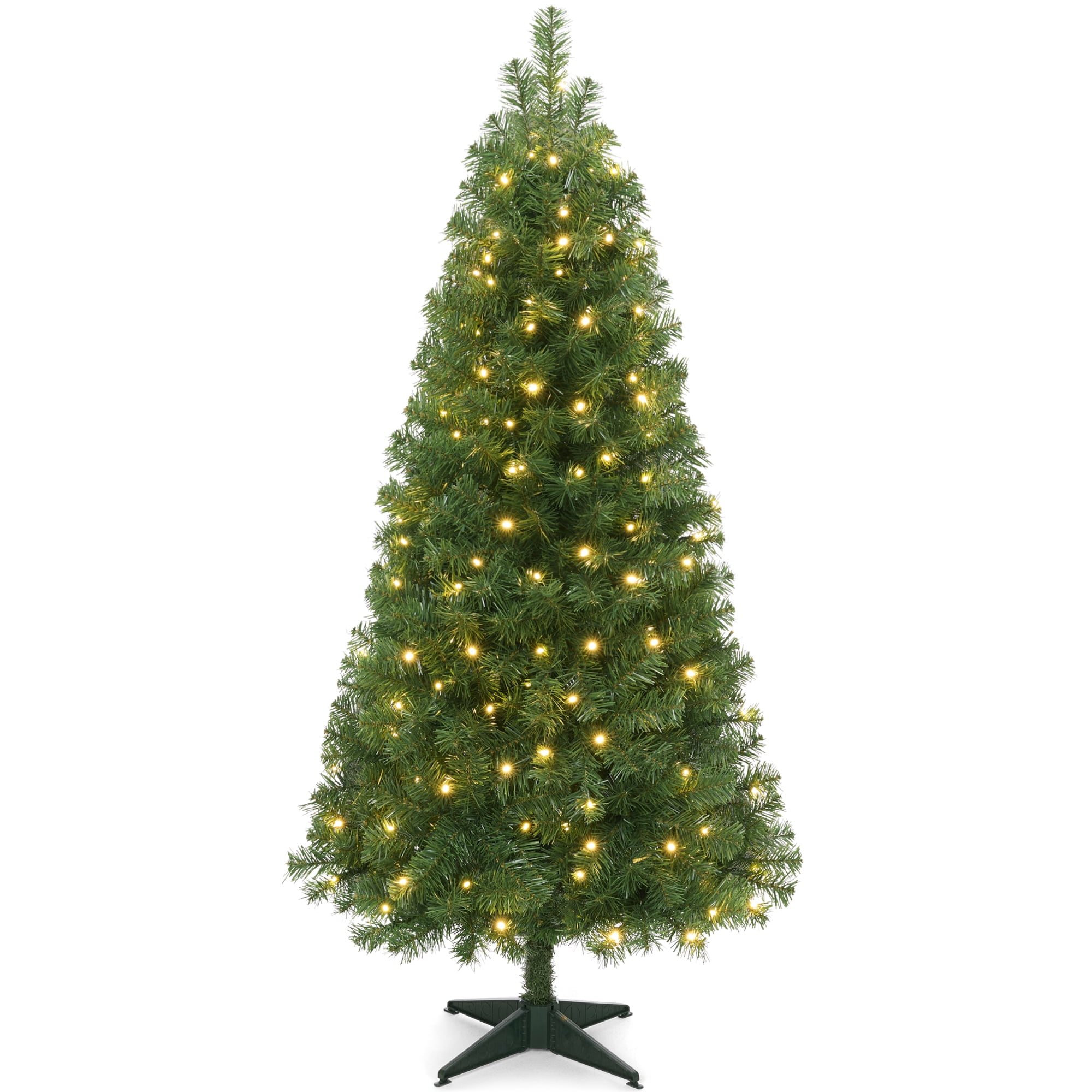 Best Choice Products 5ft Artificial Christmas Tree, Slim Pre-lit Spruce Realistic Space Saving Holiday Decor w/ Base