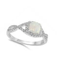 thumbnail image 4 of CHOOSE YOUR COLOR Clear CZ White Simulated Opal Infinity Halo Ring .925 Sterling Silver Band Female Size 7, 4 of 4