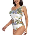 thumbnail image 2 of Easygdp Herbs and Wildflowers Women's One Shoulder Ruffle Monokini Bathing Suits with Removable Chest Pad, Quick Drying - X-Large, 2 of 8