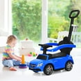 thumbnail image 2 of Topbuy 3 in 1 Ride On Push Car Mercedes Benz For Toddlers Stroller Sliding Walking Car With Sun Canopy Blue, 2 of 8