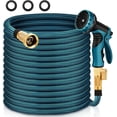 thumbnail image 2 of Garden hose 100 feet non-expanding hose, lightweight and flexible, no knots no leaks, portable watering hose suitable for courtyard lawn camping outdoor, durable fabric with 3/4 inch brass fittings, 2 of 4