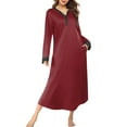 thumbnail image 2 of Summer Dresses for Women 2025 Long Sleeve Nightgown with Pockets, Soft Cotton Blend Sleepwear, Full Length V-Neck Loungewear for Relaxation Plus Size Dresses For Curvy Women, 2 of 7