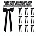 thumbnail image 3 of Black Velvet Ribbon Bows with Long Tails, 10 Pack 12.5 Inches, for Christmas Tree and Wreath Decorations, 3 of 3