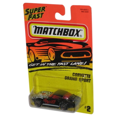 Matchbox Super Fast Lane (1996) Black Corvette Grand Sport Toy Car #2