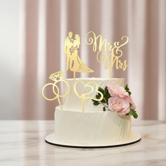 Mr and Mrs Cake Wedding Topper, Gold Acrylic Cake Topper, Bride and Groom Sign, Engagement Cake Toppers Decoration, Bridal Shower, Anniversary Party Decoration