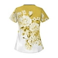 thumbnail image 3 of YDKZYMD Nurse Scrub Tops Uniform Womens Sets Plus Size Floral Flowers Workwear Graphic with Pockets Scrub Shirt Plus Size Jogger Nurse Uniform Scrub Tops Petite V Neck Short Sleeve Scrubs Yellow 2XL, 3 of 3