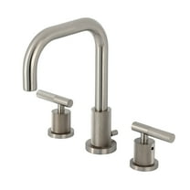 Kingston Brass FSC8938KNL Convergent Two-Handle 3-Hole Deck Mount Widespread Bathroom Faucet with Knurled Handle and Brass Pop-Up in Brushed Nickel