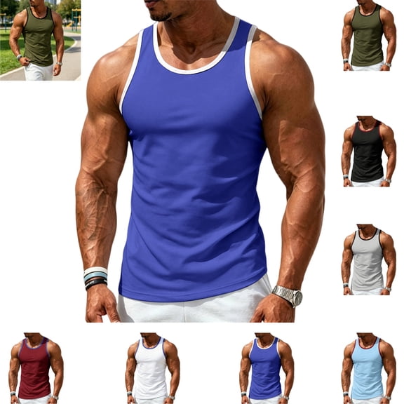 Mfakffe Mens Tank Top Casual Sport Fitness Sleeveless Comfy Vest Stretch Quick Dry Vintage Tank Top