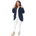 thumbnail image 3 of DARING DIVA Women's Plus Hooded Open Front Sweatshirt Jacket 3X Navy Blue, 3 of 6