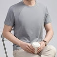 thumbnail image 5 of Daiosportswear Mens T Shirt - Short Sleeve Crew Neck Soft Fitted Elastic Tees Fresh Classic Tshirts Gray L(L), 5 of 6