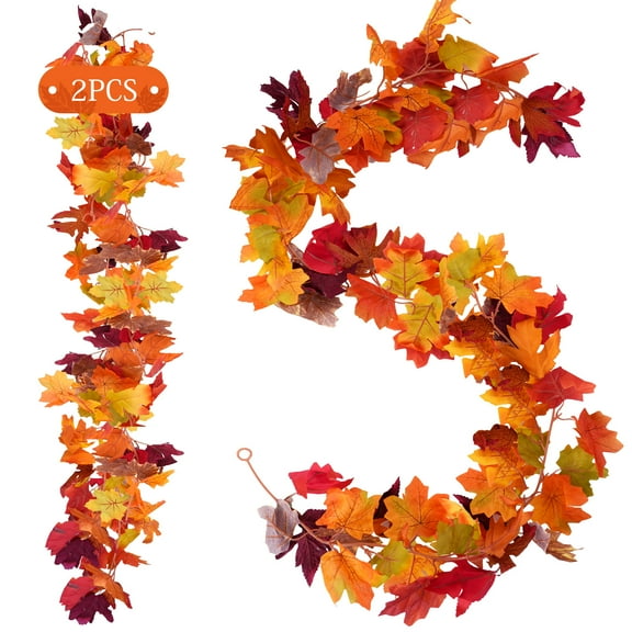 Inadays 11Ft Fall Decor, 2 Pack Fall Garland for Mantle, Fall Decorations for Home, Thanksgiving Decor for Thanksgiving Decorations Indoor, Autumn Garland for Autumn Decor Outdoor