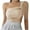 Beige, variant on XFLWAM Women's One Shoulder Crop Tank Top Asymmetrical Cut Out Fitted Sleeveless Tops