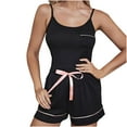 thumbnail image 2 of Two Piece Sets for Women Summer Plus Size Fashion Solid Color Casual And Comfortable Home Pajamas With Suspender Shorts Set, 2 of 7