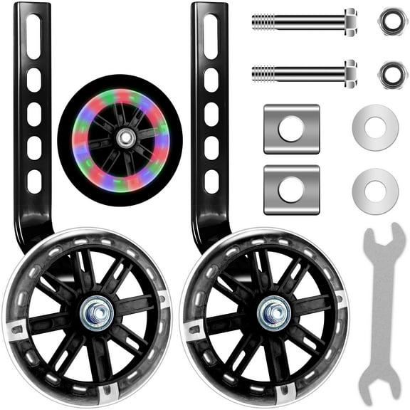 NAISHIER Bicycle Training Wheels, Stronger Version Replacement Adjustable Bicycles Stabilizer, Suitable for 12/14/ 16/18/ 20/ inch Single Speed Bikes