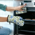 thumbnail image 2 of Blue Pioneer Flower Kitchen Oven Mitt and Pot Holder Sets 4 Pcs for Baking, Cooking and Grilling, Heat Resistant Up To 392 °F, 2 of 7
