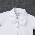 thumbnail image 5 of Baby Boys Baptism Christening Outfits Gentleman Formal Suit Bowtie Romper Vest Shorts Pants White Wedding Tuxedo Party Outfits First Birthday Cake Smash Clothes 4PCS Set (White Bowtie, 18-24 Months), 5 of 7