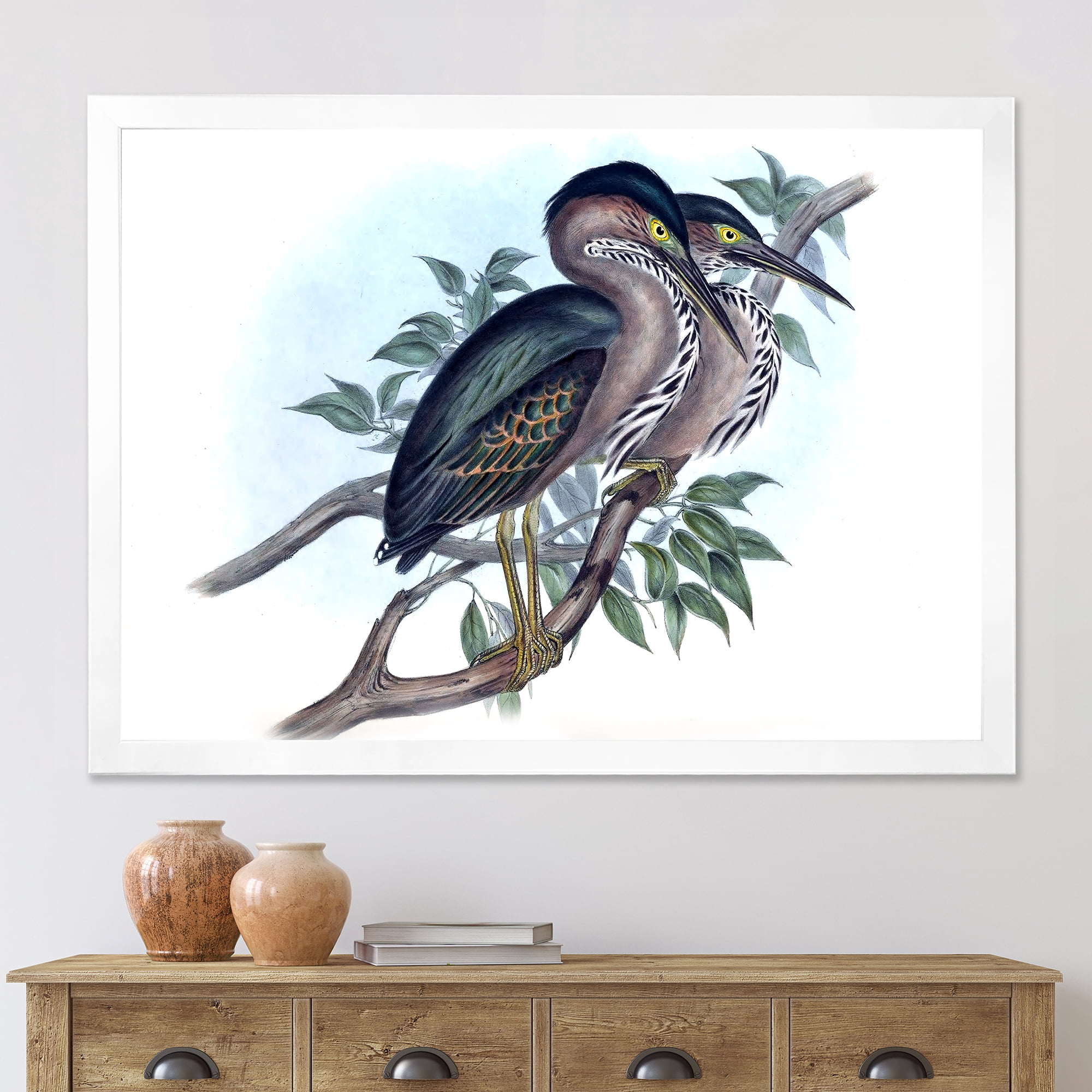 Designart 'Ancient Australian Birds VII' Traditional Framed Art Print