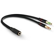 Headset Adapter, 3.5mm Jack Headphone Splitter CTIA Headphone Adapter Mic and Audio Cable with Separate Microphone and Headphone Connector for Gaming Headset to PC - 8inch/20CM Black