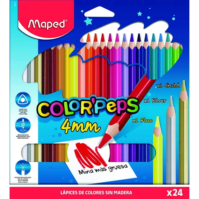 Caja de 24 Colores Maped Color´Peps Lapices Triangulares mina 4 mm Maped 863424