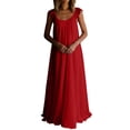thumbnail image 3 of VBVC Women's Sleeveless Lace Trim Maxi Dress,Ladies Casual Loose Flowy Long Nightgown,Summer Beach Vacation Sundresse for Women,Red,S-5XL, 3 of 7