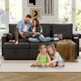 thumbnail image 7 of Reversible Sectional Sofa Couch - 85 in Sleeper Sofa Bed with USB Type C Ports and Cup Holder - L Shaped Couch with Pullout Bed for Living Room - Hidden Storage - Removable Backrest - Black, 7 of 7